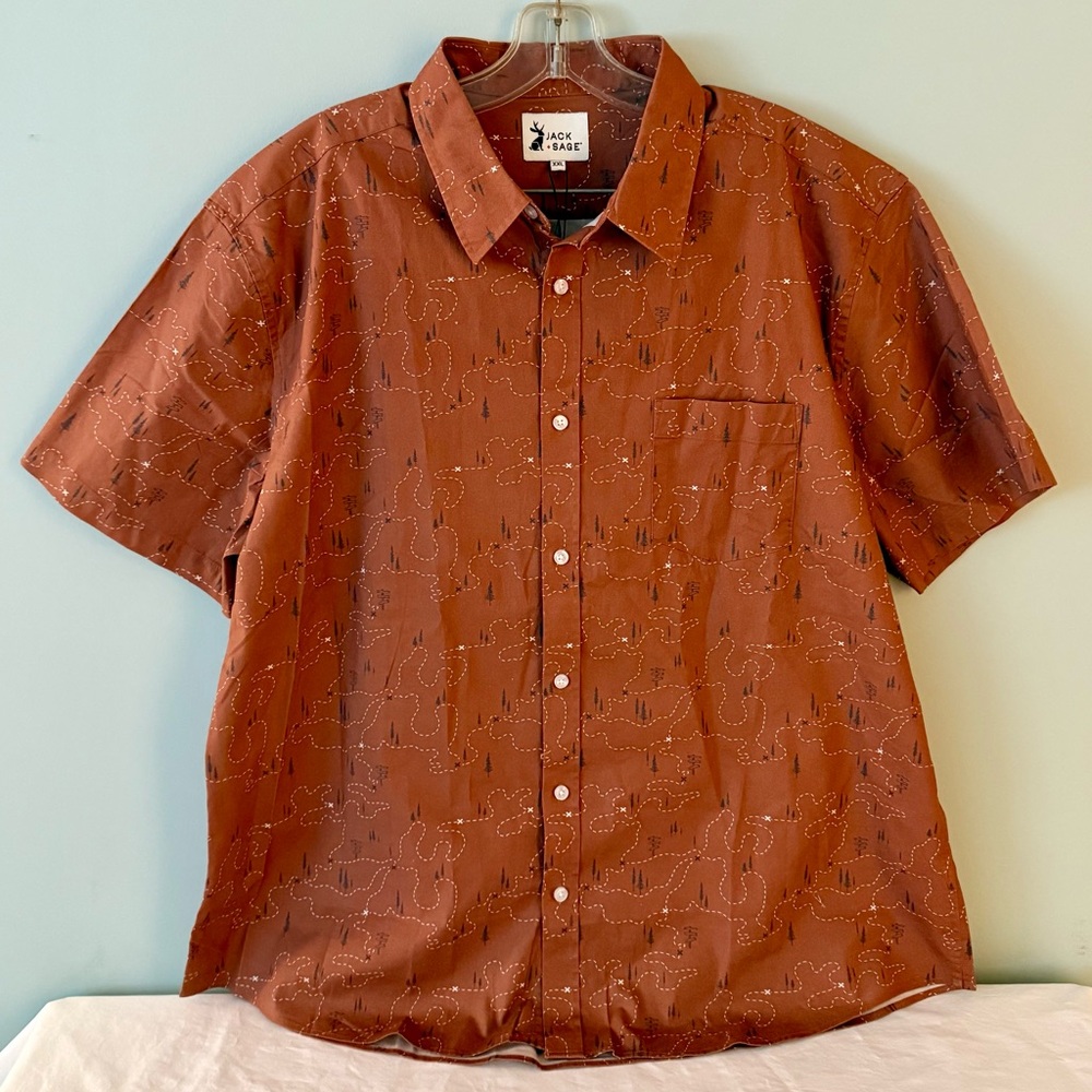 Jack Sage Burnt Orange Rambler Trail Camp Button Down Shirt Sz XXL ~ NEW w/ Tags